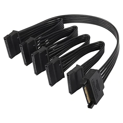 Image of SinLoon 15 Pin SATA Power Splitter Adapter Cable 1 to 5 Serial Cord for HDD、SSD、Optical Drives