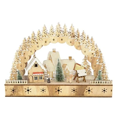 Image of Christmas Workshop LED Wooden House Scene