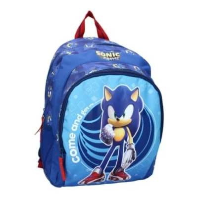 Image of mybagstory Sonic Blue Child School Primary Kindergarten Daycare Bag Boy Size 35 cm Adjustable Straps Gift Idea, Blue,