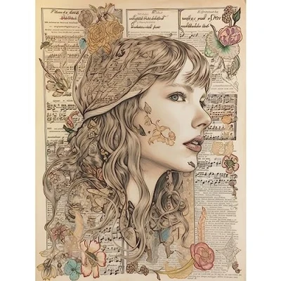 Image of Artery8 Upcycled Music Book Page Singer Portrait Illustration Extra Large XL Wall Art Poster Print