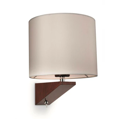 Image of Alpine 1 Light Indoor Wall (Switched) Dark Walnut, Cream Shade, E27
