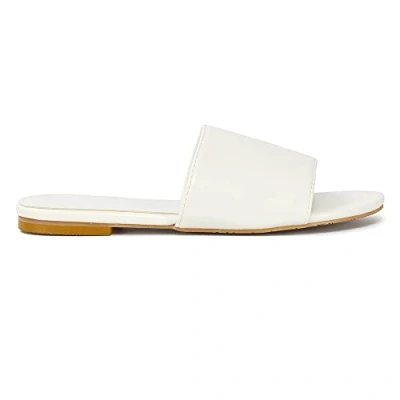 Image of Womens Flat Sliders Sandals Ladies Casual Synthetic Leather Slip On Mule Shoes Size 3 8 White