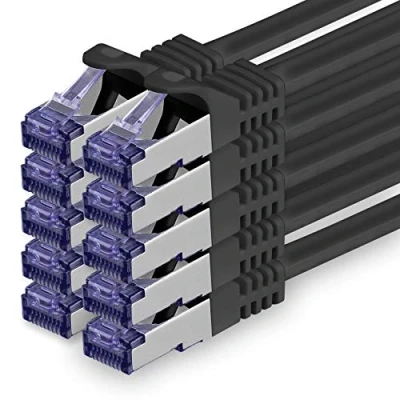 Image of Cat.7 Lan Ethernet cable 1m Black Cat7 Network 10GBASE T 10000 Mbps SFTP PIMF patchcable RJ45 plug