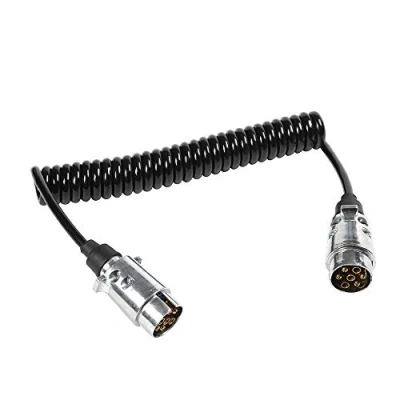 Image of ETUKER 2.5m 7 Pin Trailer Extension Lead, 12v Towing Caravan Truck RV Wiring Connector Spiral Line (2.5m Lead)