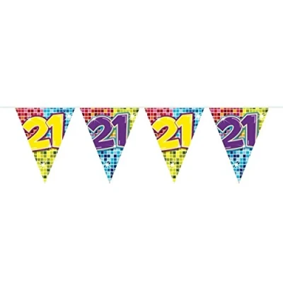 Image of Folat 21st Birthday Mini Blocks Garland 6 meters Multicolor