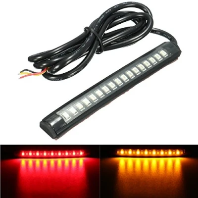 Image of Alamor 12V 17 LED Flexible Motorcycle Strip Light Tail Brake Stop Turn Sign Amber+Red