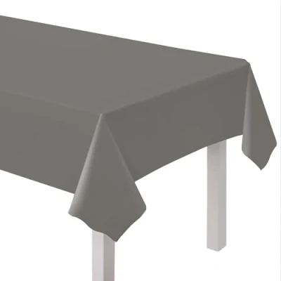 Image of Amscan 9915405 215 Graphite Grey Eco Friendly Re usable Plastic Table Cover 2.74m
