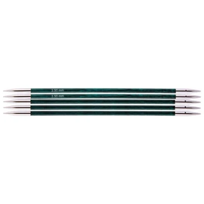 Image of KnitPro Royale: Knitting Pins: Sets of 6: Double Ended: 20cm x 3.50mm, Birchwood, brass, Multi Colour, 3.5mm