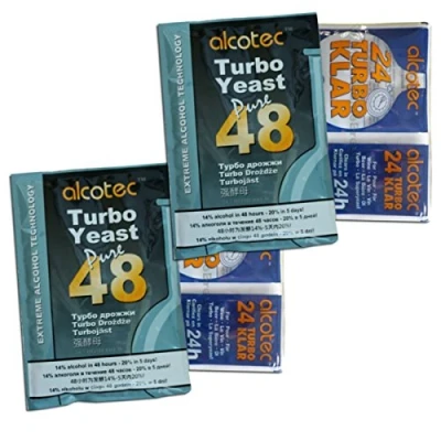 Image of 2X Alcotec 48 Dual Purpose Turbo Yeast and TurboKlar Homebrew Vodka Spirit