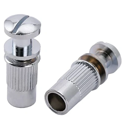 Image of Musiclily Pro M8 Metric Wraparound Bridge Mounting Studs and Inserts Bushings for Epiphone Les Paul Style Electric Guitar, Chrome (Set of 2)
