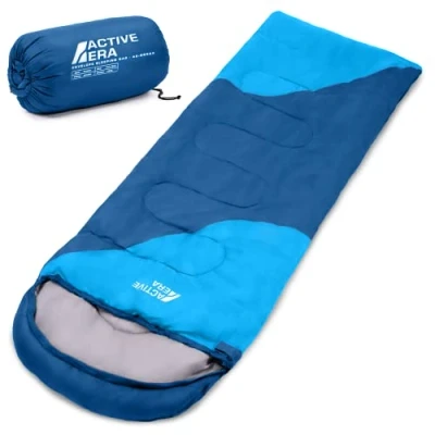 Image of Active Era Premium Mummy Sleeping Bag 250 GSM, Winter &amp; Summer, 11C to 8C, Indoor and Outdoor Camping, Festivals, Water Repellent, Ultralight Small Pack Size Blue