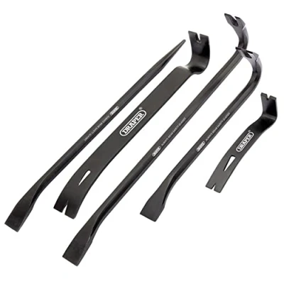 Image of Quality Draper 5 Piece Wrecking Bar Set Multi Use Carbon Steel Pry/Nail Crowbar Pull