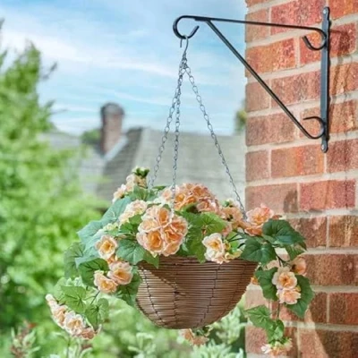 Image of Garden Mile 30cm Hanging Basket Artificial Flowers Décor Fake Floral &amp; Foliage Chain Colourful Indoor Outdoor Patio, Home, Decoration Weather UV Resistant (Begonia Blooms)