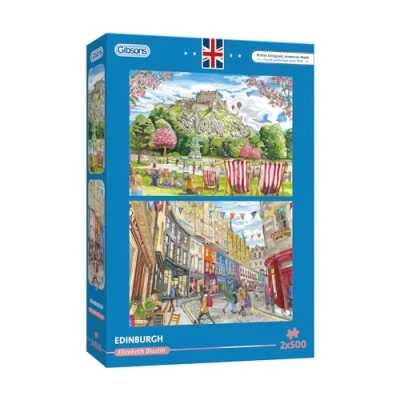 Image of Edinburgh 2 x 500 Piece Jigsaw Puzzles Multi Box Sustainable Puzzle for Adults Premium 100% Recycled Board Great Gift Gibsons Games