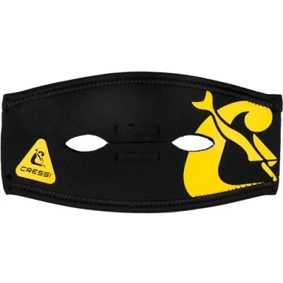 Image of Cressi Pony Tail Neo Mask Strap Cover_Black/Yellow Neoprene Cover for Diving and Snorkelling Masks, Black/Yellow, One Size, Unisex