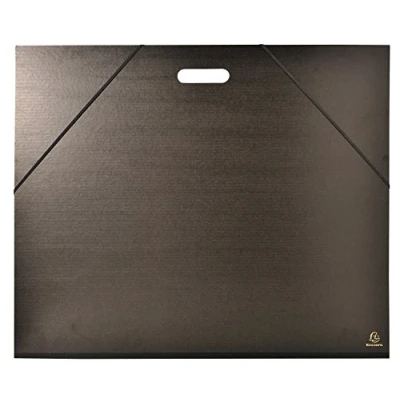 Image of Exacompta Ref 548900E Kraft Portfolio with Elastic and Handle 590 x 720mm in Size, Suitable for Documents Up To 500 650mm, Straps &amp; Integrated Black