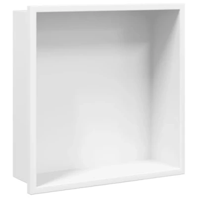 Image of vidaXL Shower Niche Wall Recessed Shelf Stainless Steel, Matt White, 32 x 9 cm, Bathroom/Kitchen/Bedroom