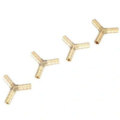 Image of Brass Y Barbed Connector 3 Way T Hose for or Air Water Oil Gas 6/8/10/12/14/16mm (8mm 4pcs)