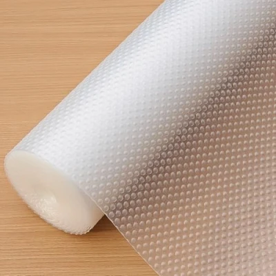 Image of Hersvin Drawer Liners Shelf Mats 44.5cmx150cm Kitchen Cabinet Shelves Non Adhesive Protective Lining EVA Plastic Oil proof Slip Cupboard Refrigerator Shelving Protector (Clear Dot)