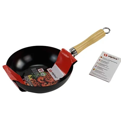 Image of alpina Wok Pan, PFOA Free, Diameter 20 cm, Non Stick Ceramic/Halogen/Gas/Electric, Black