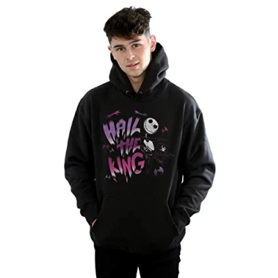 Image of Disney Men&#039;s Nightmare Before Christmas Hail The King Hoodie Black Medium