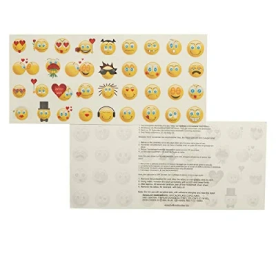 Image of 2 x Smiley Tattoo Card of 35 Emoji Colorful Emoticon Temporary Skin Tattoos (2)