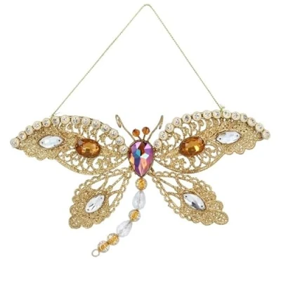 Image of Gisela Graham Gold Metal Jewel Dragonfly Decoration