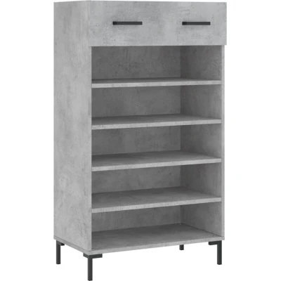Image of vidaXL Shoe Cabinet in Concrete Grey Engineered Wood Storage with Drawer and Compartments Hallway Living Room Furniture