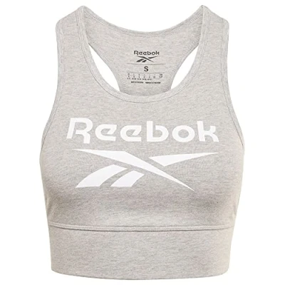 Image of Reebok Womens Identity&#039; Sports Bra, Medium Grey Heather/White, L EU