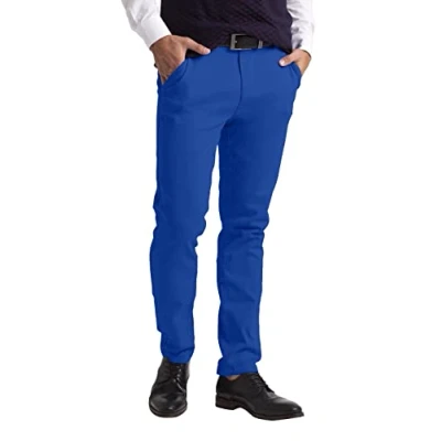 Image of westAce Mens Chino Trousers Slim Fit Stretch Twill Casual Pants (30W / 32L, Royal Blue)