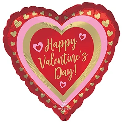 Image of Amscan Anagram 4365401 Valentine&#039;s Day Golden Hearts Foil Balloon 18&quot;