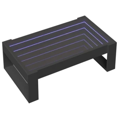 Image of vidaXL Coffee Table with Infinity LED Black 90 x 53 30 cm, Table, Side Living Room, Sofa Decorative