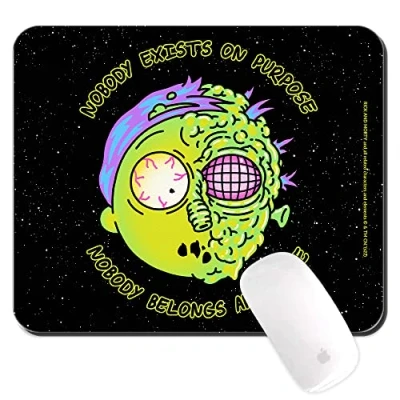 Image of ERT GROUP Original and Officially Licensed By Rick Morty Mouse Pad for PC, Pattern 010 Black, Computer Mat, Non Slip, 220 mm x 180