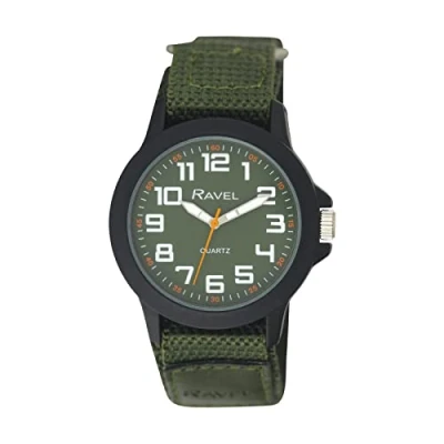 Image of Ravel Men&#039;s Modern Workwear Watch with Easy Fasten Strap Green