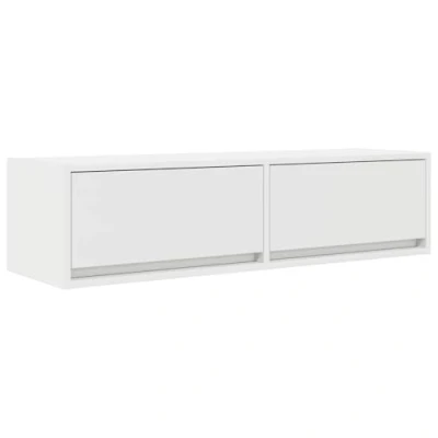 Image of vidaXL TV Cabinet White Engineered Wood Media Console/Wall Mounted Unit for Living Room &amp; Bedroom 100 x 31 25.5 cm