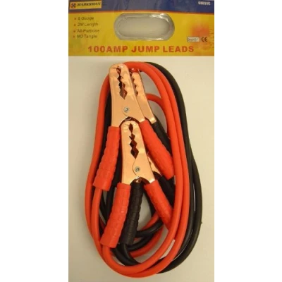 Image of 100 AMP CAR JUMP LEADS 2M LENGTH 8 GAUGE ALL PURPOSE