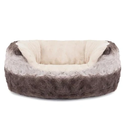 Image of Rosewood Grey &amp; Cream Snuggle Plush Oval Dog Bed, 32