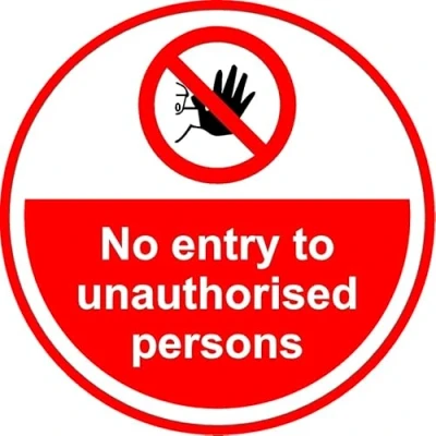 Image of No entry to unauthorised persons floor sticker Self adhesive graphic (300mm x 300mm)