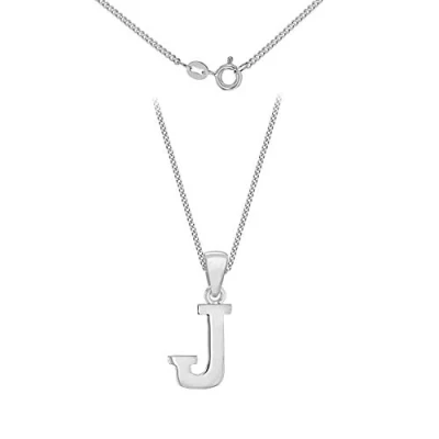 Image of Tuscany Silver Women&#039;s Sterling Initial J Pendant on Curb Chain of Length 46 cm/18 Inch