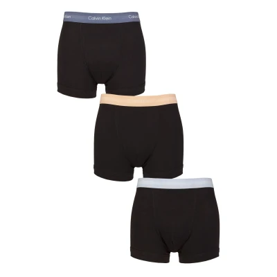 Image of Calvin Klein Men’s 3 Pack Trunks, Multicolor (B Vint Ind, Mln Frenzy, H Blue Wbs), M