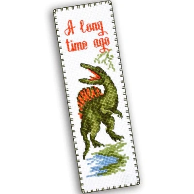 Image of Povitrulya Counted Cross Stitch Kit Spinosaurus DIY Bookmark Set for Hand Embroidery