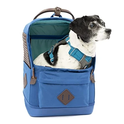 Image of Kurgo Nomad Dog Carrier Backpack, Backpack for Small Dogs and Cats, Ideal Hiking or Travel, Waterproof Bottom, Dual Carry Handles, Blue