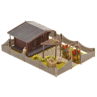 Image of Faller 180491 Allotment w/Summer House Scenery and Accessories Building Set, Brown, Standard Size