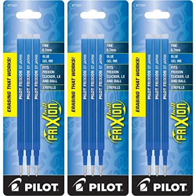 Image of Pilot Gel Ink refills for FriXion Erasable Pen, Fine Point, Blue Ink, 3 Packs 9 total