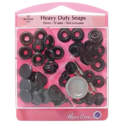 Image of Hemline Heavy Duty Metal Snaps Kit with Tool Oxy Black
