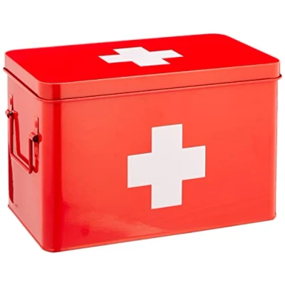 Image of Zeller First Aid Box, Metal, Red, 32 x 19.5 20 cm