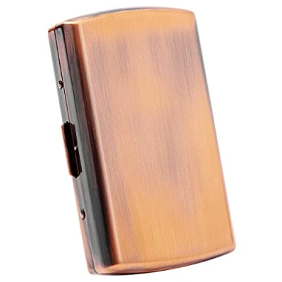 Image of Mini Metal Migarette Mase for Women and Men, Portable Double Sided Spring Clip Can Hold Up to 12 Ordinary 85mm Short Cigarettes, Not Be Placed The Credit Card Inside! (Antique Copper)