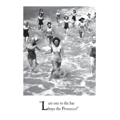 Image of On the Ceiling Birthday Card for Her, Last One to Bar Buys Prosseco! Female Card, Funny her