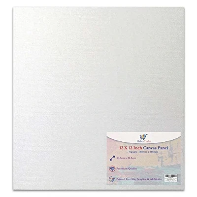 Image of 12 x / 30.5 30.5cm Canvas Panel Stretched Blank Board Primed Artist Boards 100% Cotton for Oil Paint Acrylic Painting Mixed Media White Canvases (12x12 Inch 1 Board)