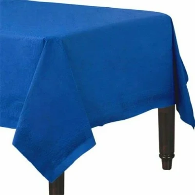 Image of Pack of 4 Paper Disposable Table Cover Tablecloth for Indoor or Outdoor All Occasion Baby Shower, Wedding, Birthday, Christmas, Halloween, Easter Party Decorations 90x90cm (Royal Blue)